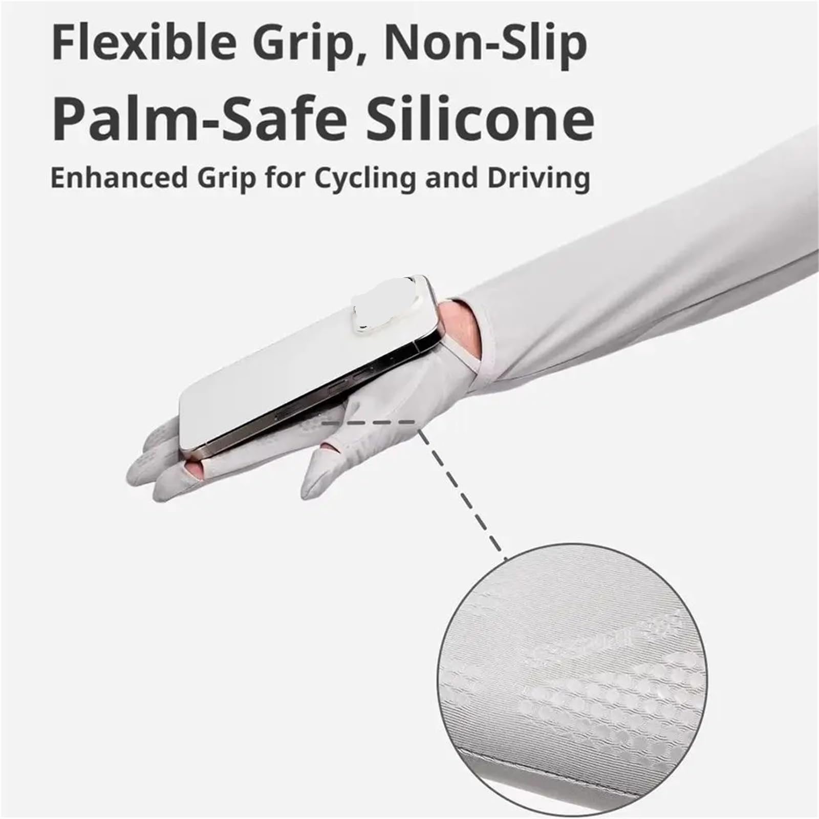 Mangas De Brazo De Seda De Hielo Con Guantes Integrados for Hombres Mujeres Bloqueador Solar Enfriamiento Ciclismo Conducción Al Aire Libre