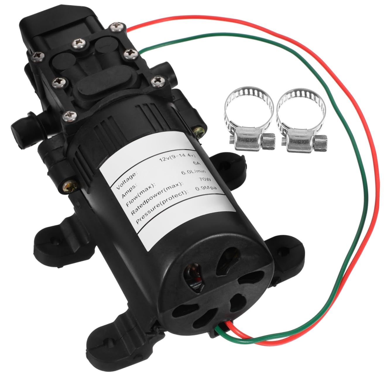 Bomba de Agua de Diafragma Eléctrica 12v 70w Flujo Grande Fácil de Instalar Color Negro para Filtración y Distribución