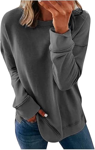 SNKSDGM Sudaderas de gran tamaño para mujer, cuello redondo, sin botones, estampado de rayas, ligeras, ropa de otoño