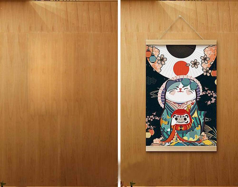 Poster Giapponese Tradizionale Con Cornice In Legno 24x62cm | Stampa Su Tela Per Arredamento Sushi Bar E Casa