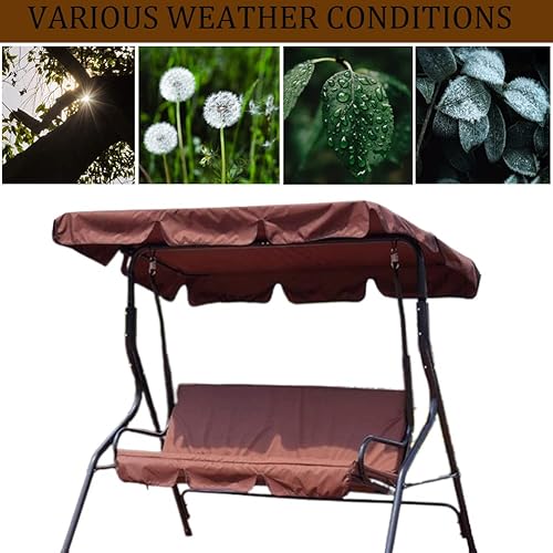 Miniatura 10 de Cubierta de repuesto para toldo de columpio, toldo de repuesto para patio al aire libre, cubierta de repuesto para toldo de columpio de 3 asientos