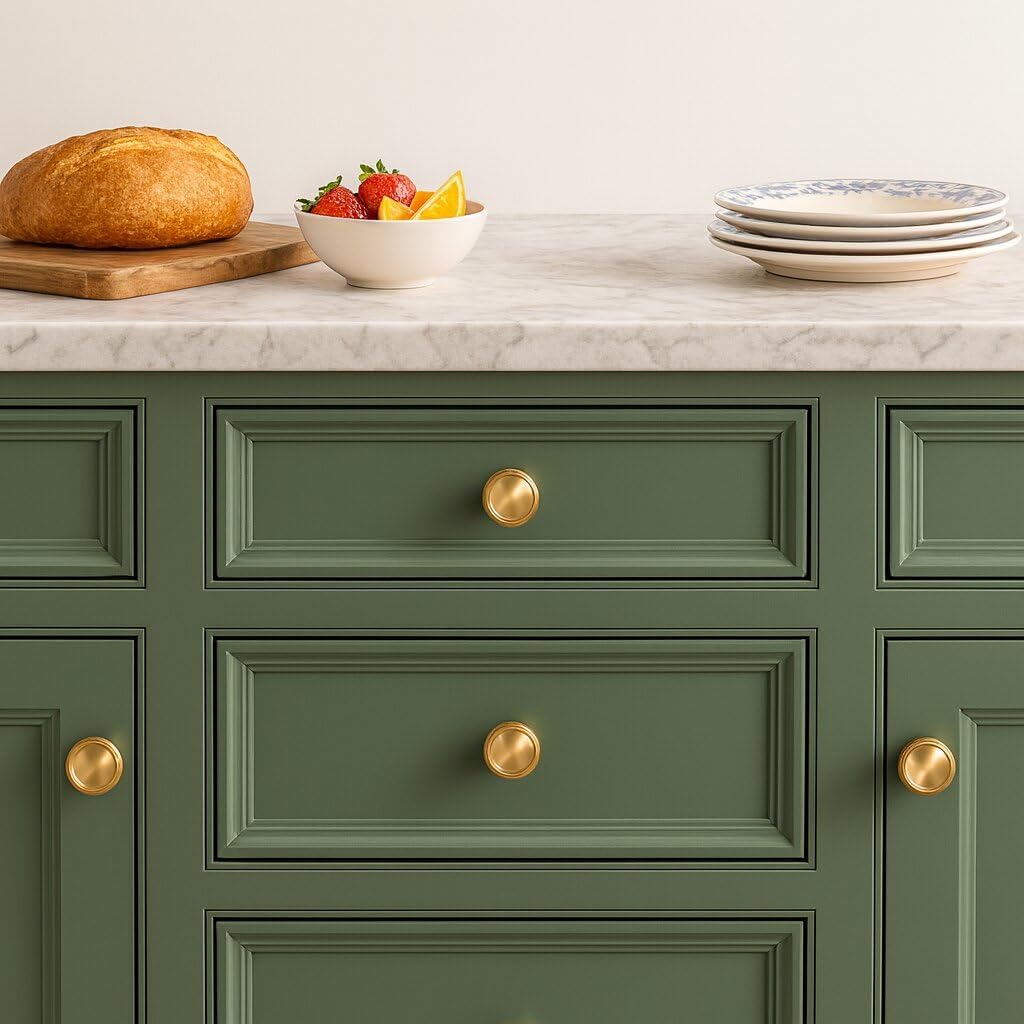 10 Pack Champagne Bronze Cabinet Knobs, 1-1/4 Inch Modern Furniture Hardware Zinc Alloy Knob, Single Hole Hardware Handles Kitchen Cabinet Dresser Knob, Drawer Knobs