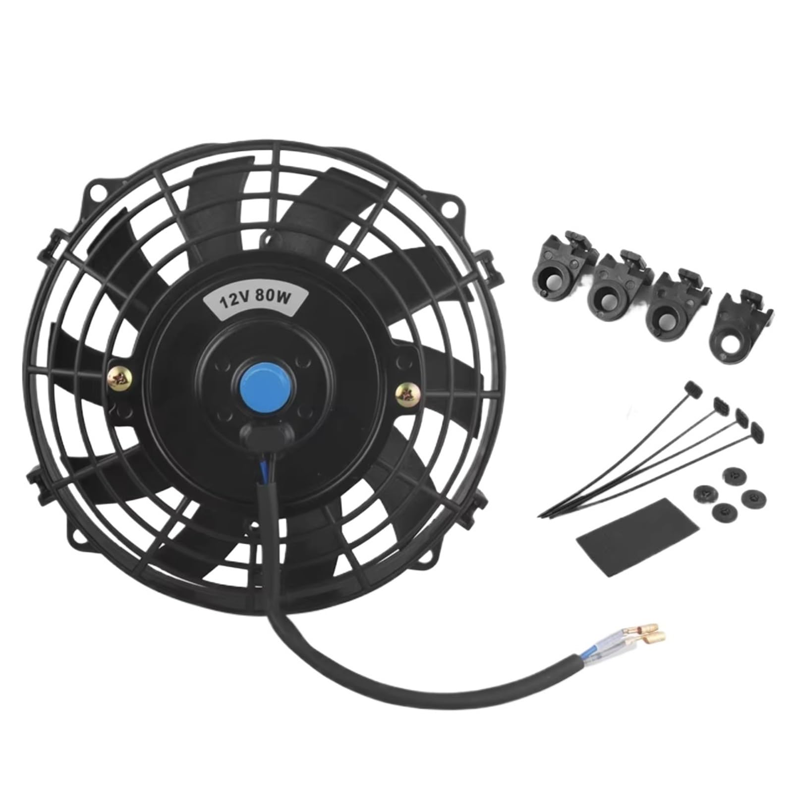 Ventilador De Motor Kit De Montaje En Frío Eléctrico Universal 12 Pulgadas 12V 80W 2100RPM Ventilador De Refrigeración De Radiador Electrónico Aspa