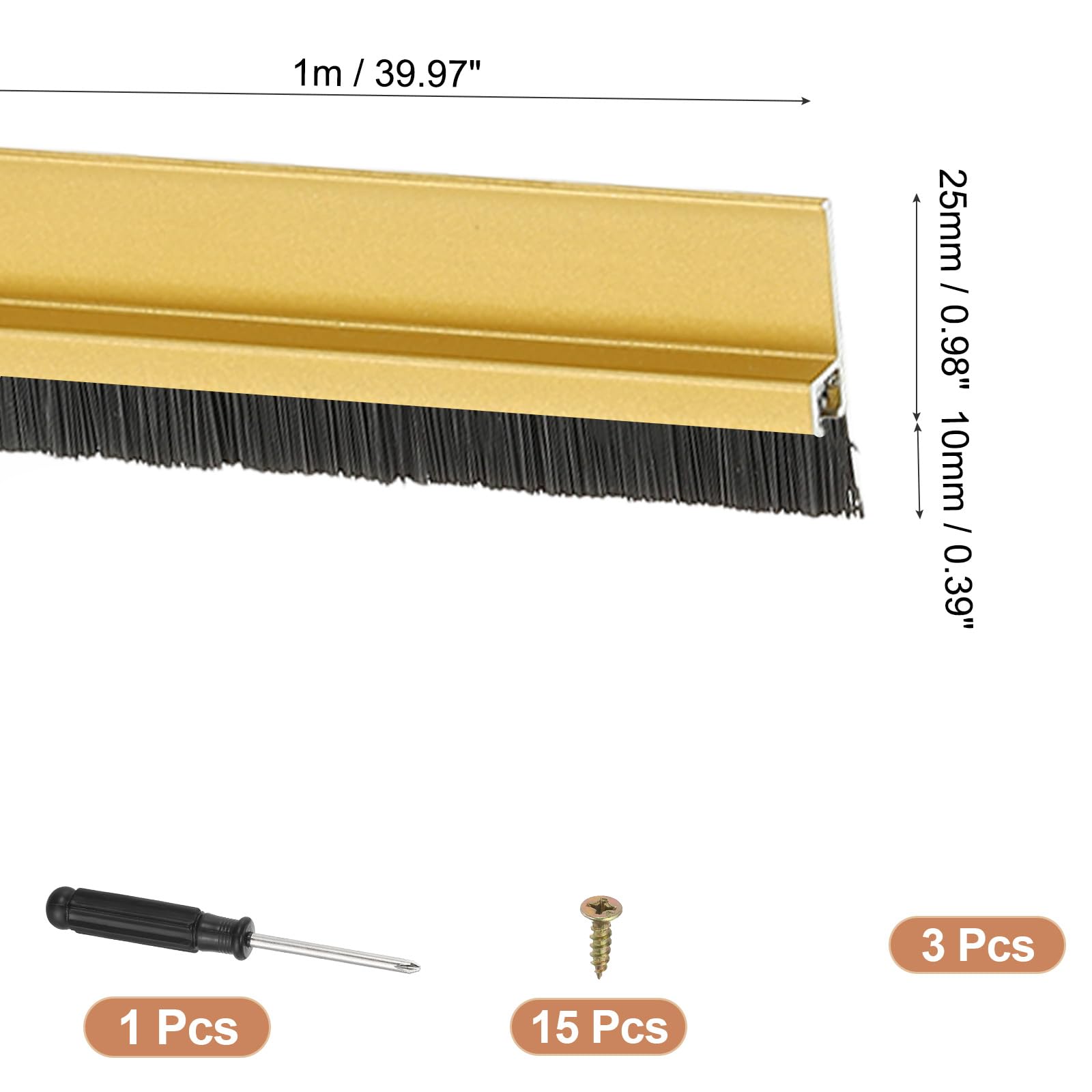 PATIKIL Door Brush Sweeps 0.39" Bristles x 39.37" Long - Image 2