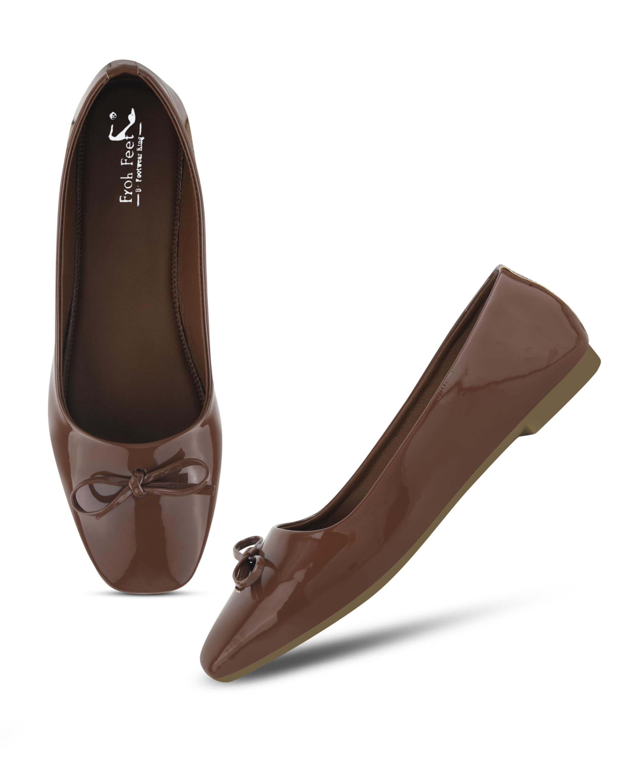 Froh Feet Women’s Sleek Patent Finish Comfort Ballet Flats Featuring a Stylish Decorative Bow and Cushioned Insole-image-45