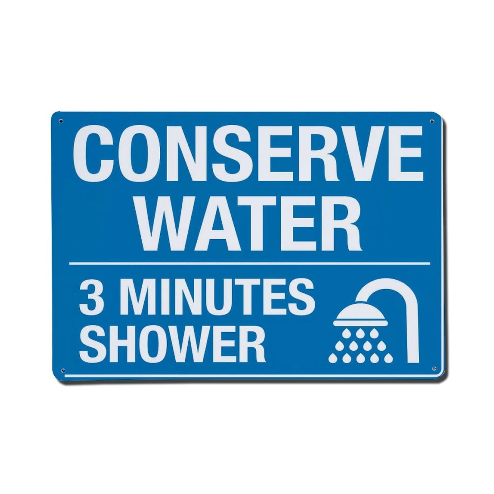 Conserve Water Three Minutes Shower Metal Tin Sign Plaque