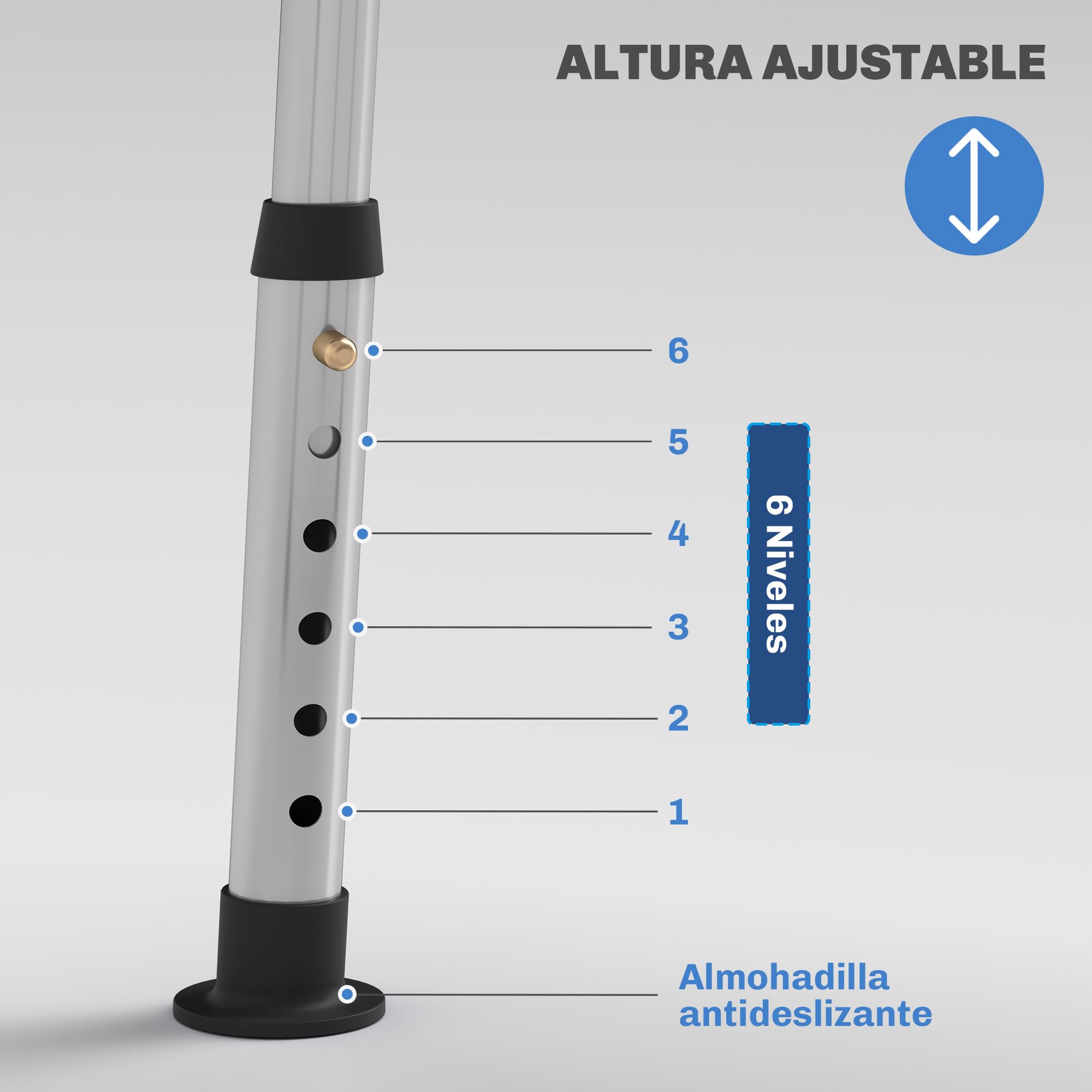 HOMCOM Silla Ducha Personas Mayores con Respaldo Antideslizante 136 kg | Silla de Ducha, Altura Ajustable en 6 Posiciones, para Ancianos y Discapacitados