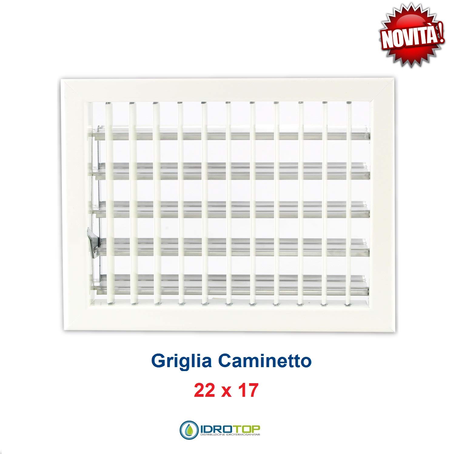 Rejilla de ventilación New Model 22 x 17 cm, blanca, diámetro de 100 mm, ajustable, con persiana para chimenea