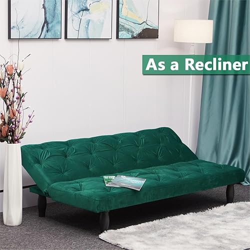 Miniatura 8 de Anwickhomk Sofá cama convertible de 66 pulgadas, moderno sofá biplaza plegable copetudo, sofá cama de terciopelo con respaldo ajustable para sala de