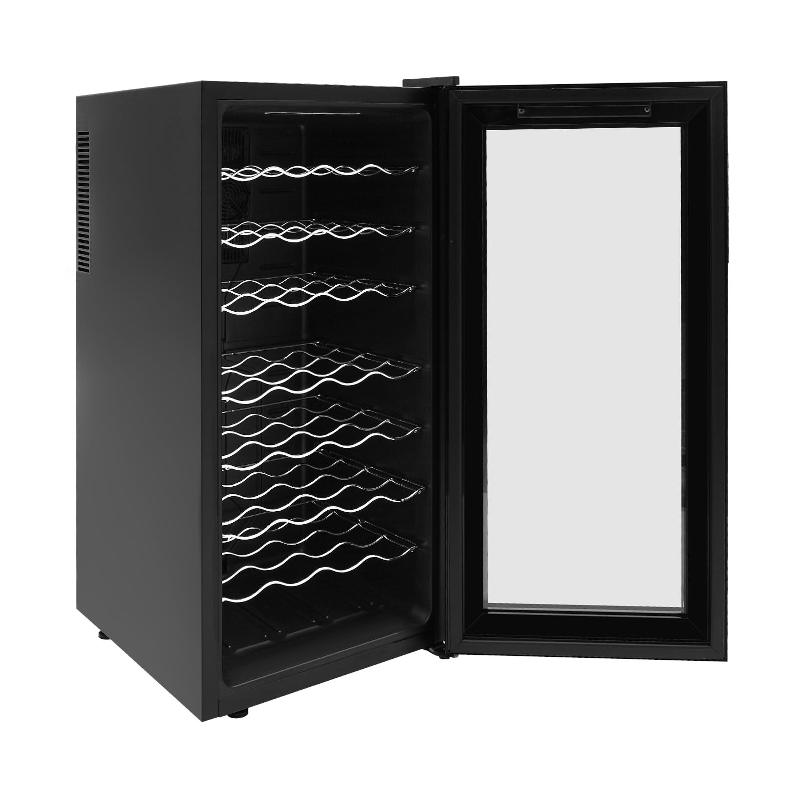 Weinkühlschrank 78L 32 Flaschen Standweinkühlschrank Mit LED Display Temperaturbereich 12-18°C,7 Abstellflächen Belastbar 9kg Pro Stück,Doppelschicht Glas Tür Leise ≤38dB Ideal Für Rotwein Champagner