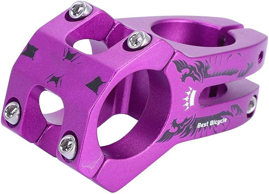 Bike Stem 0 Degree 31.8mm Aluminium Alloy Bicycle Handlebar Stem for Mountain Bicycle Road Bike Fixie Gear Cycling (Purple)