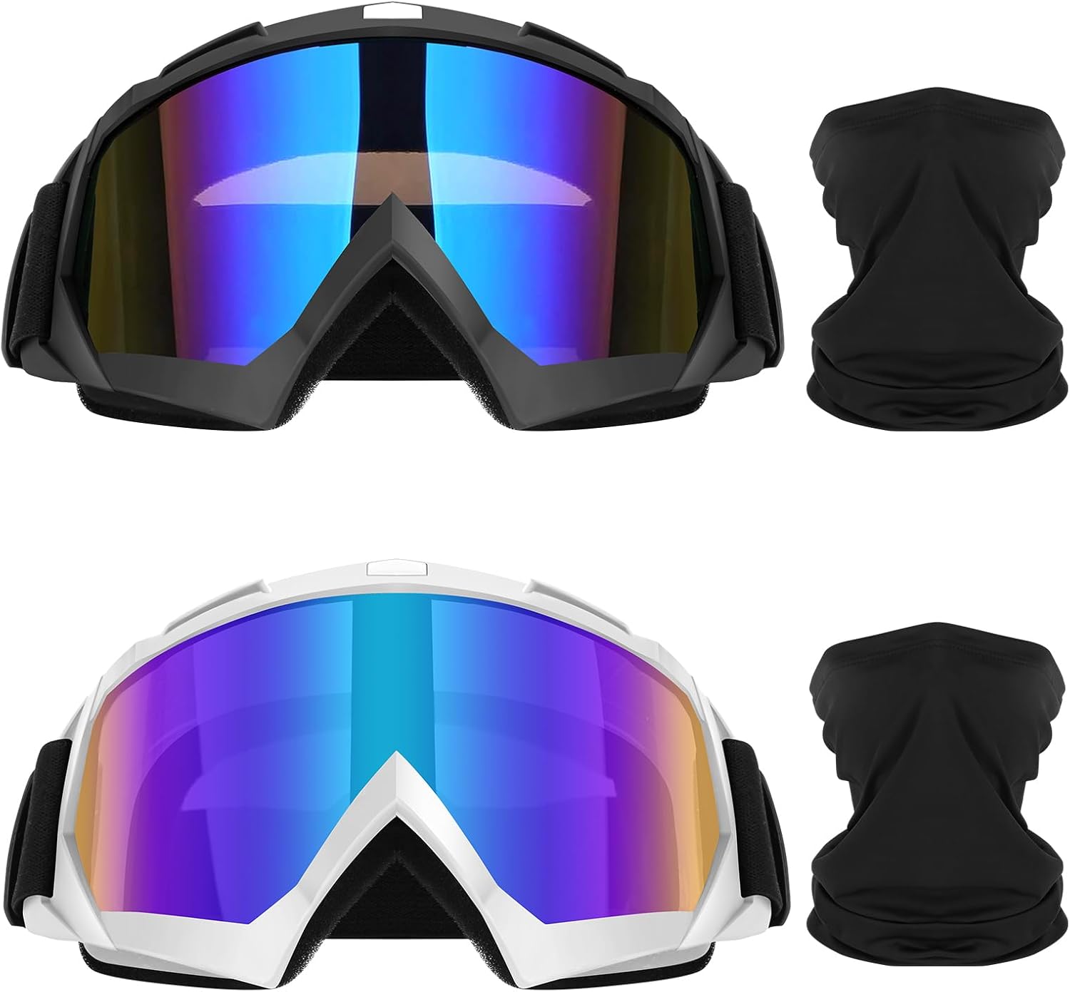 Lievermo Motorcycle Goggles Dirt Bike Goggles 2 Pack ATV Off-Road Riding Motocross Ski Goggles