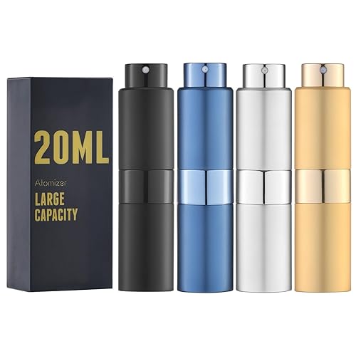 Miniatura 8 de owlyee Atomizador de perfume de 0.7 fl oz, botella de spray de colonia de viaje, dispensador de rociador vacío mini (plata, 4 unidades)