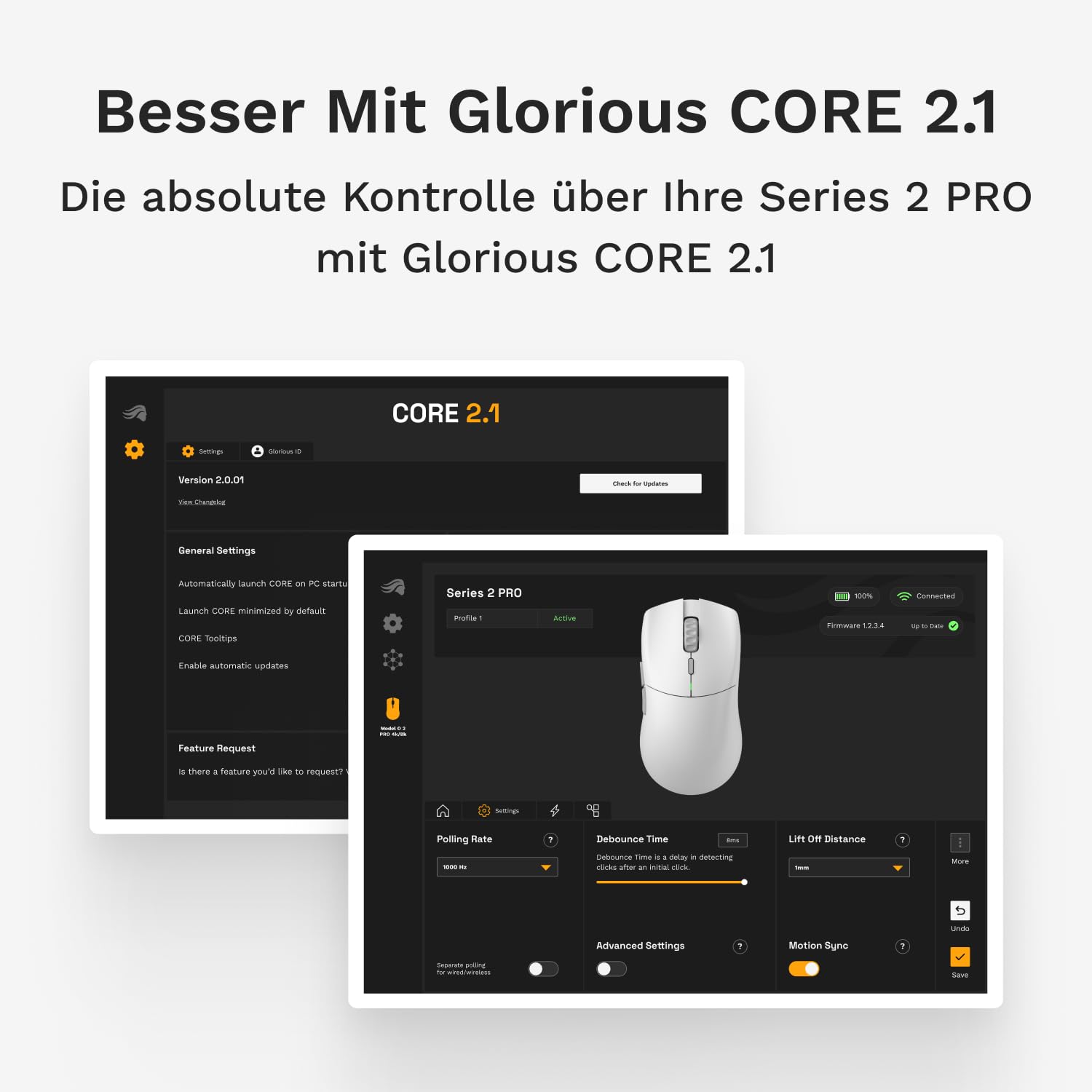 GLORIOUS Series 2 PRO Kabellose Gaming-Maus, 55g, 8K-Abrufrate, in Weiß | Kompakte symmetrische Form, Optische Schalter für 100 Mio Klicks, BAMF 2.0 26K Sensor für perfektes Zielen bei PC-Gamer
