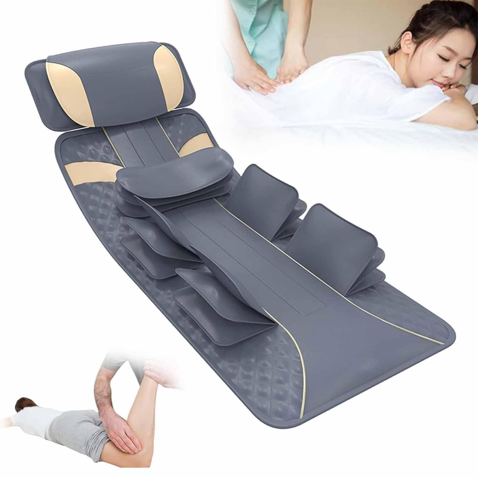 Tappetino Massaggiante per Tutto Il Corpo con Airbag 3D E Funzioni di Stretching, Vibrazione A 3 velocità, Controllo Manuale Intelligente, Funzionamento Silenzioso, Pieghevole,Multi-Colored