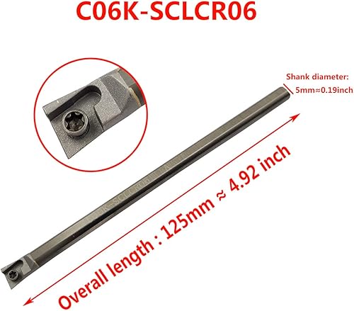 Miniatura 3 de ASZLBYM 1 soporte para herramientas de torneado de carburo sólido CNC C06K-SCLCR06, soporte para herramientas de choque de acero de tungsteno, eje