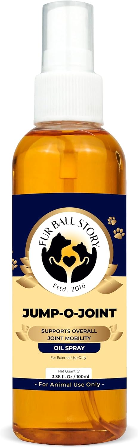 Fur Ball Story Jump-O-Joint Oil Spray - Muscle & Joint Massage Oil for Dogs & Cats | Supports Active Lifestyle (3.38 fl Oz)