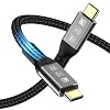 USB C Thunderbolt 4 Cable 2m, USB4 Braided Cable 40Gbps, USB C 8K 60Hz Video / 100W Charging, Compatible with Thunderbolt 4/3, USB4/3, Type-C, for iPhone 15/15Plus/15Pro Max, Mac, eGPU, SSD