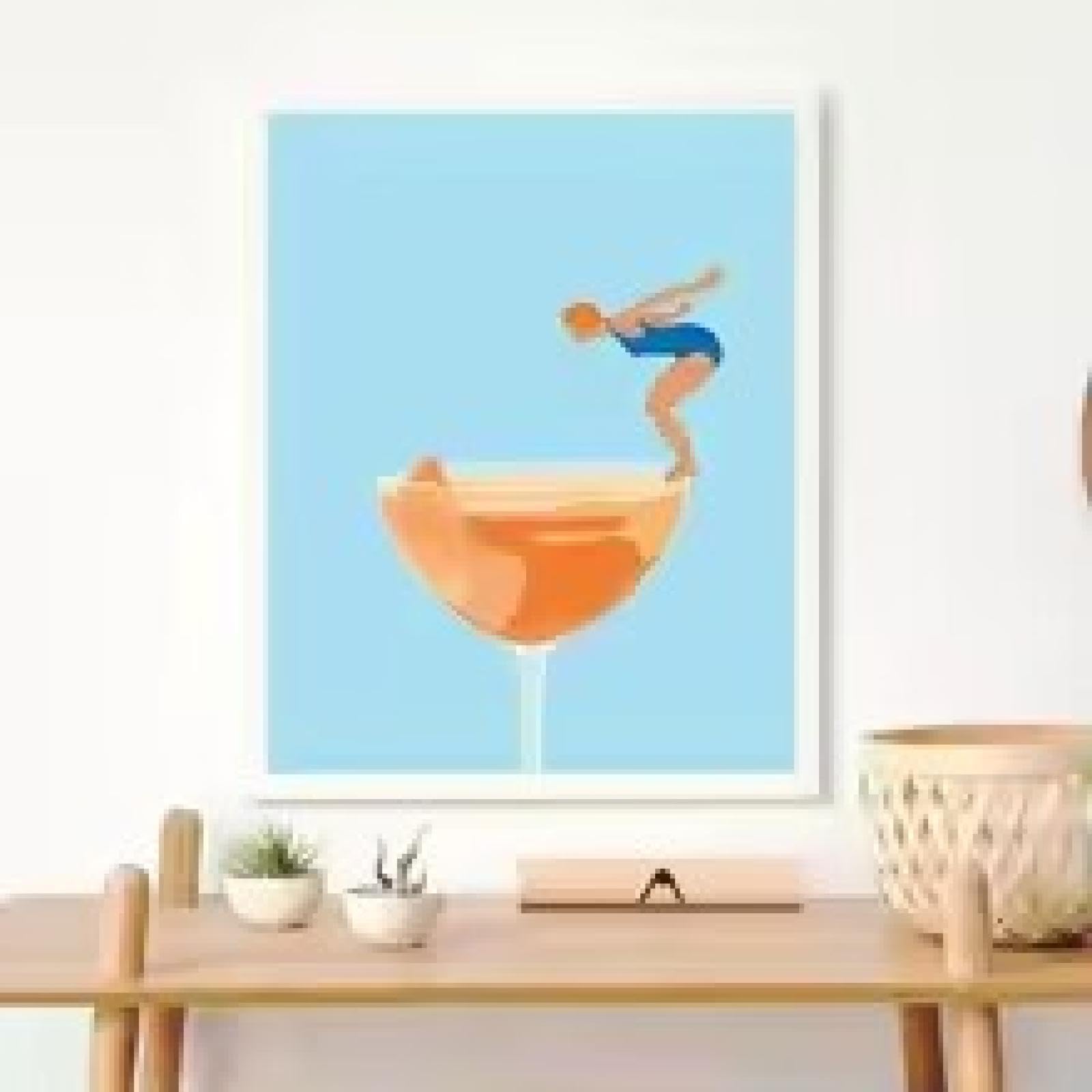 Toile abstraite piscine moderne poster orange grand format 70x100cm - 7
