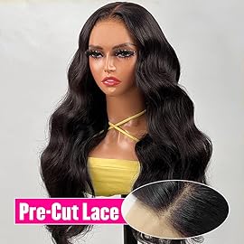 Hedy Wear and Go Glueless Wigs Human Hair Pre Plucked Pre Cut HD Lace No Glue Body Wave Lace Front Wigs for Black Women Human Hair Glueless with Natural Hairline 180% Density 22 Inch
