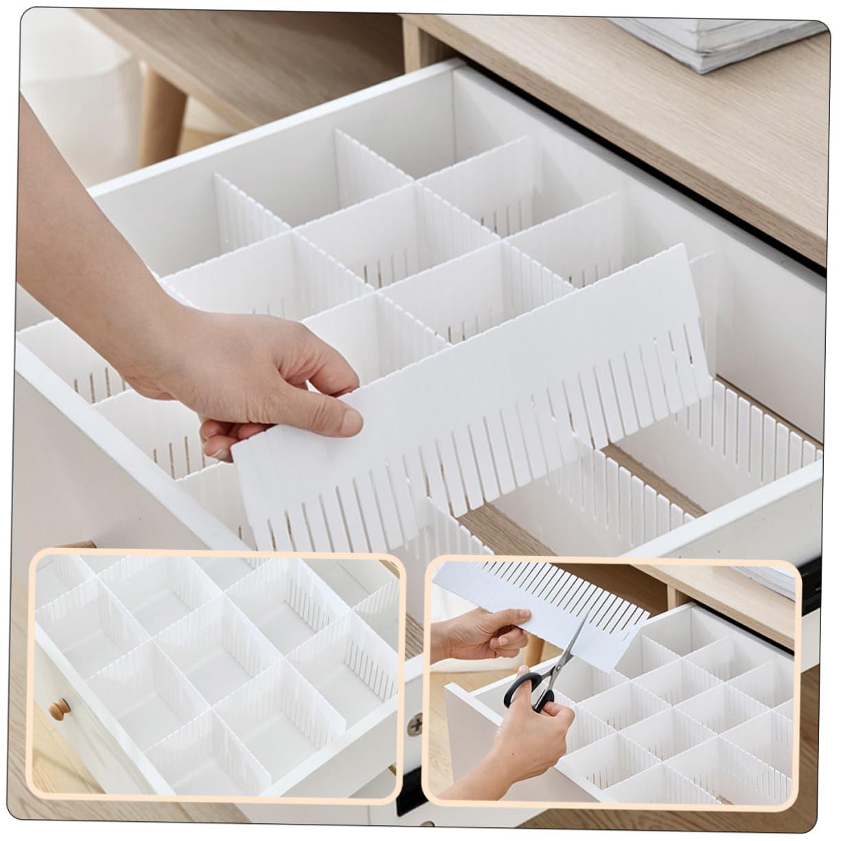Divisori per Cassetti in Plastica 10 Pezzi Combinazione Flessibile per Organizzare Calzini e Asciugamani in Casa 38x11cm