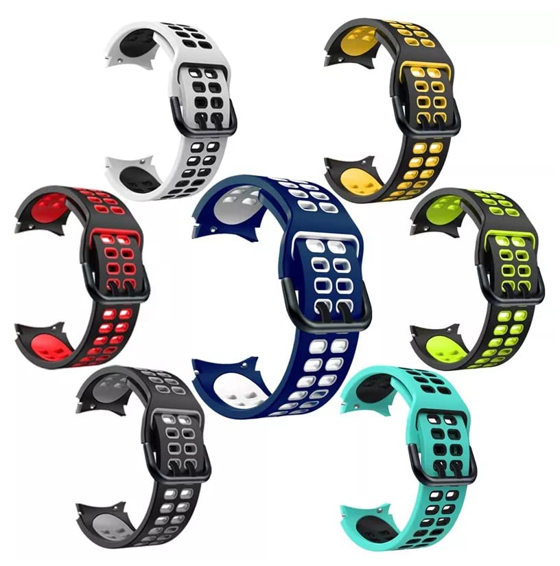 Image of FOLX FAG05 Sport Ni-ke Airhole Silicone Strap Compatible for Samsung Galaxy Watch 4 Band & Galaxy Watch 5 Band 44mm 40mm /Watch 5 Pro Bands 45mm /Galaxy Watch 4 Classic Bands 46mm 42mm,20mm Sport Strap Wristbands for Men Women Unisex (BLACK & GREY)