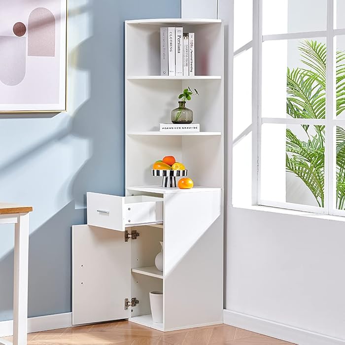Buy White Corner 3Tier Shelves & 1 Drawer & 1 Door, Bathroom