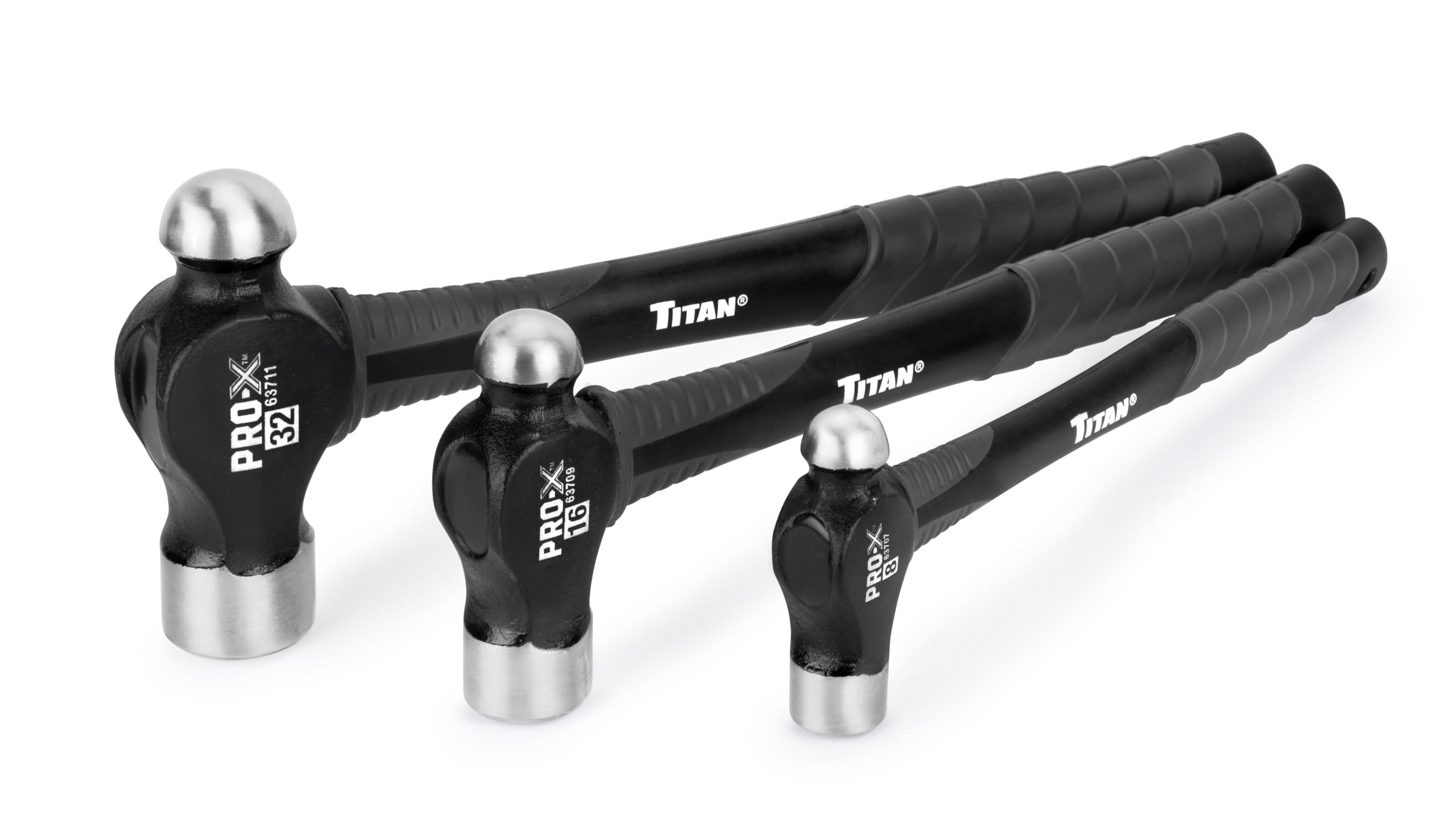 Titan Pro-X 63706 3-Piece Ball Pein Hammer Set, Includes 8oz, 16oz