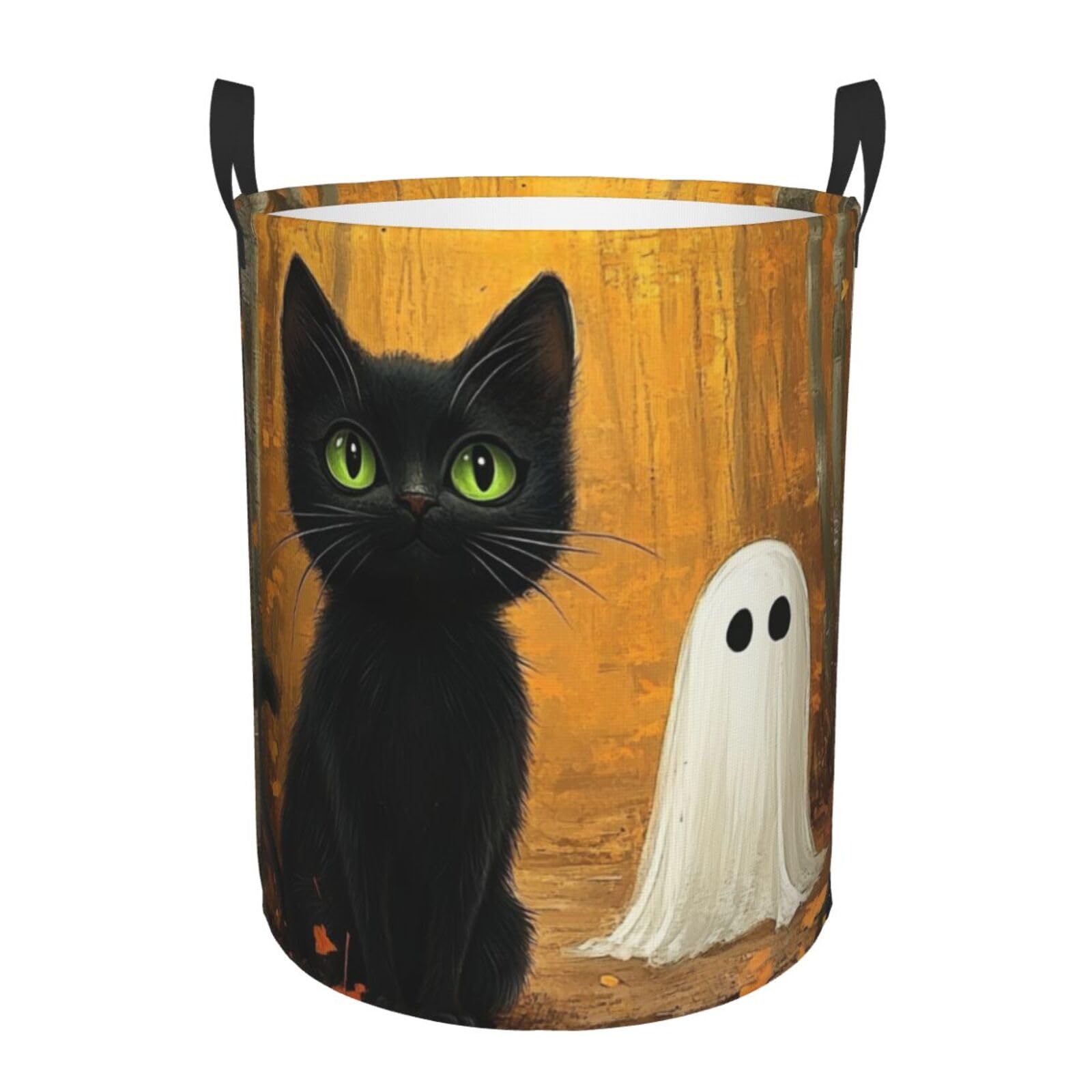 Cesto Ropa Sucia Impresión Negra De Gato Cesta Para Colada 50X40Cm