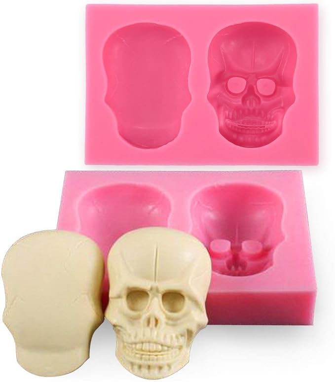 3D Skull silicone mould cake Fondant gum paste mold for Sugar paste Halloween party cupcake decorating topper decoration sugarcraft icing biscuit decor