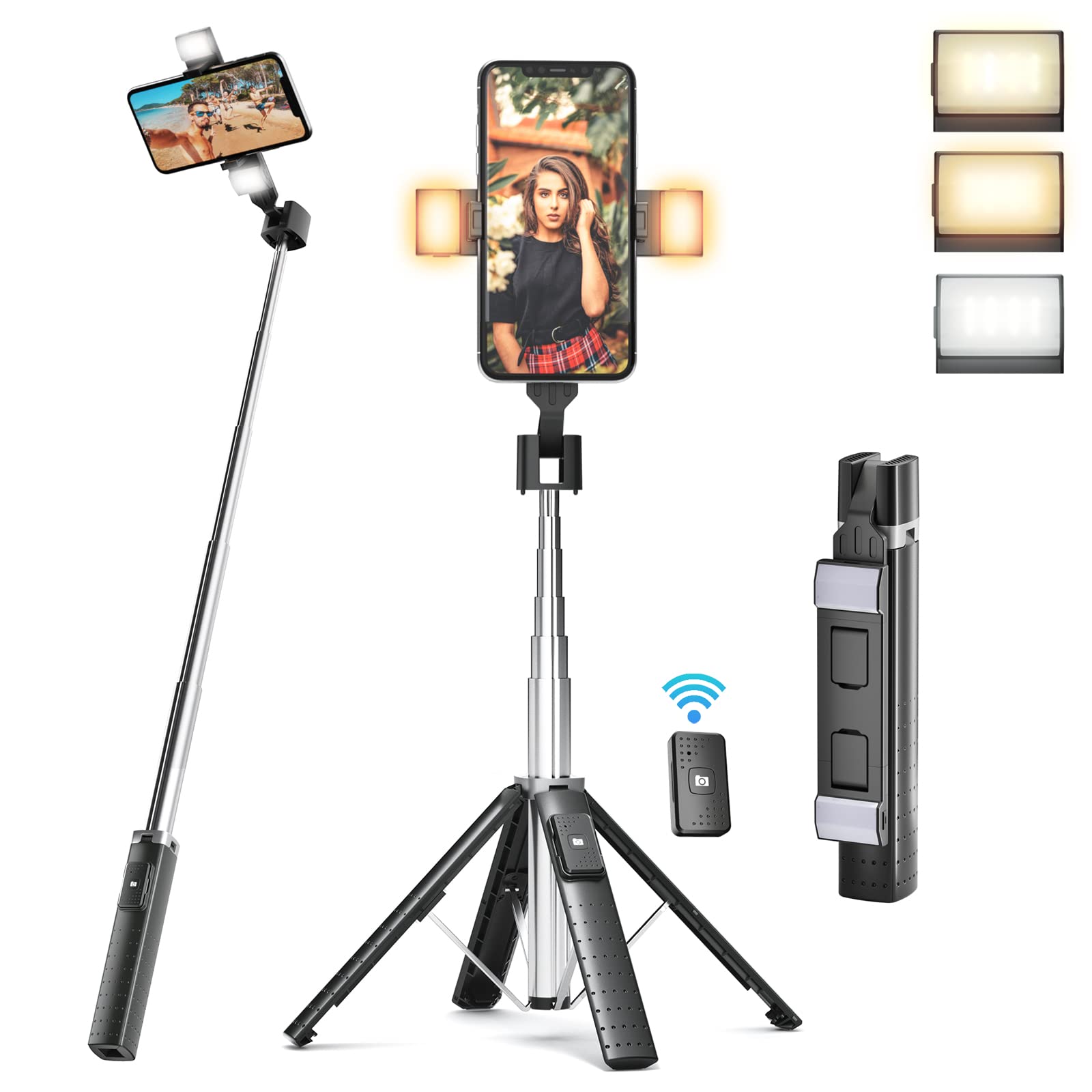 Rybozen selfie stick for phone selfie stick tripod phone tripod stand phone tripod stand for filming gritin selfie stick，Suitable for Vlog Live Gift