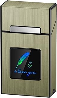 2023 Cigarreira USB Isqueiro Isqueiro Isqueiro 2 em 1 Eletrônico Recarregável Sem Chama Isqueiro à Prova de Vento Comporta 20 Cigarros Comuns (Color : A)