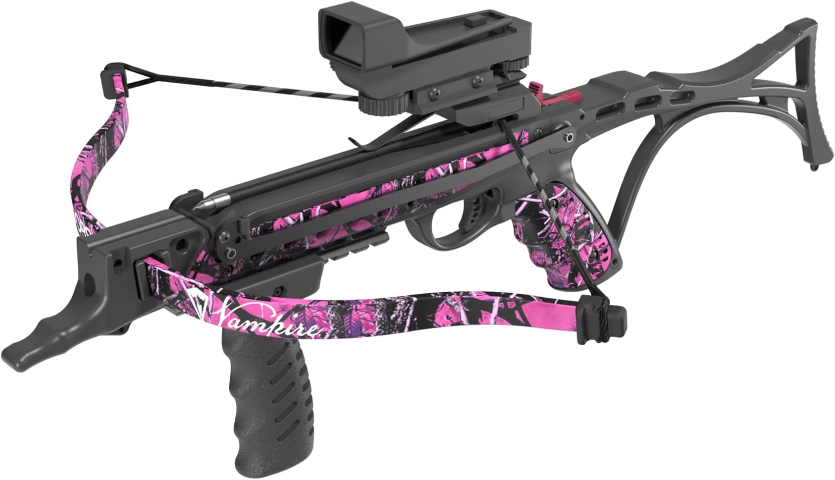 Pistol Crossbow with Double Safety System 80 Pounds Self-Cocking with Red Dot with 3 Premium Bolts with Vertical Grip_Vampire