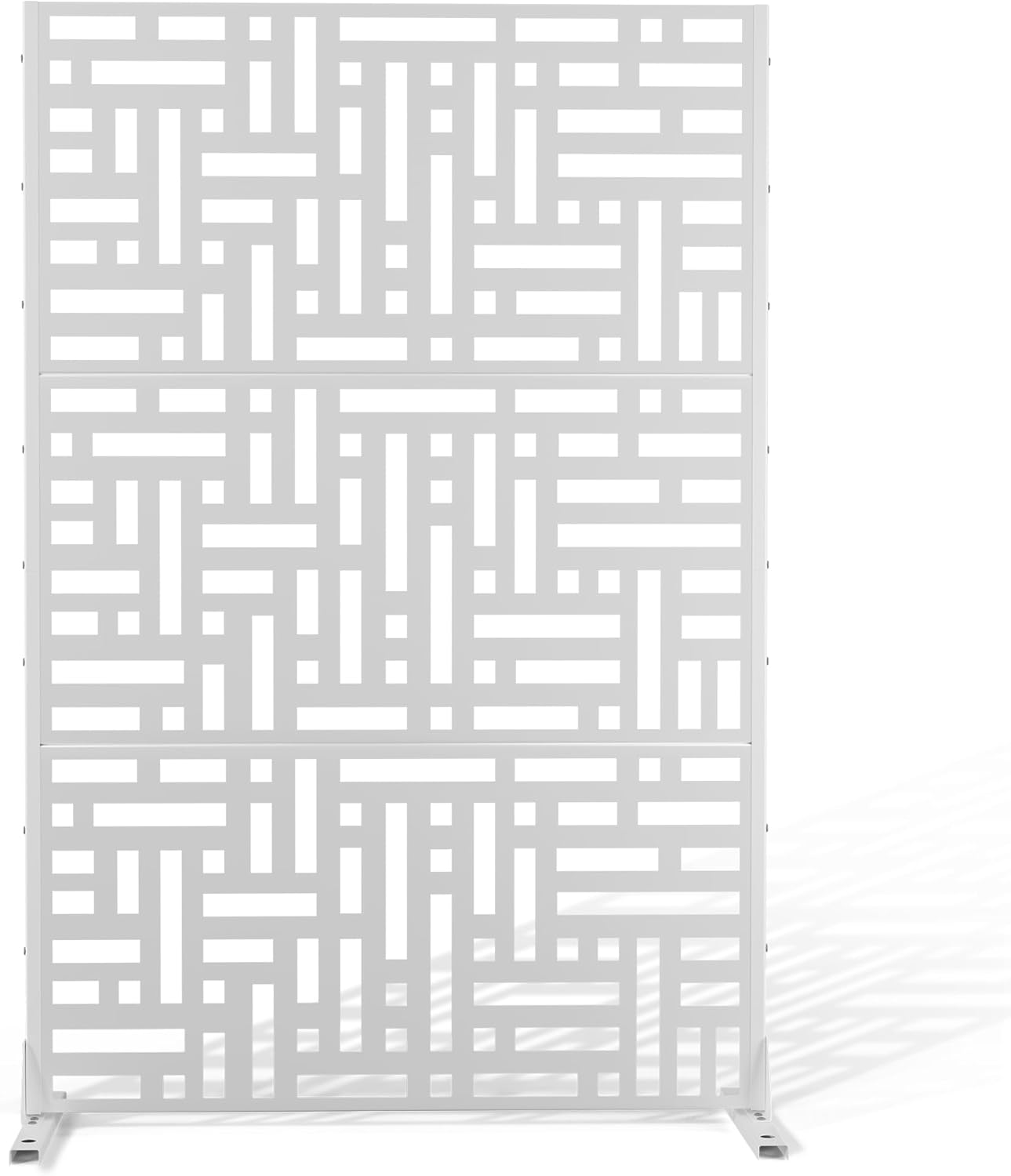 Metal Privacy Screen Outdoor 72" H47" W,Freestanding Decorative Privacy Screen for Balcony Yard&Garden,Privacy Fence-White&Street