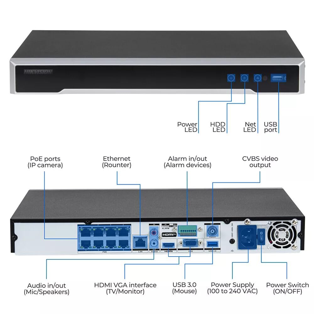 Amazon | HIKV DS-7608NI-M2/8P Mシリーズ 8K 8チャンネル 8 PoE
