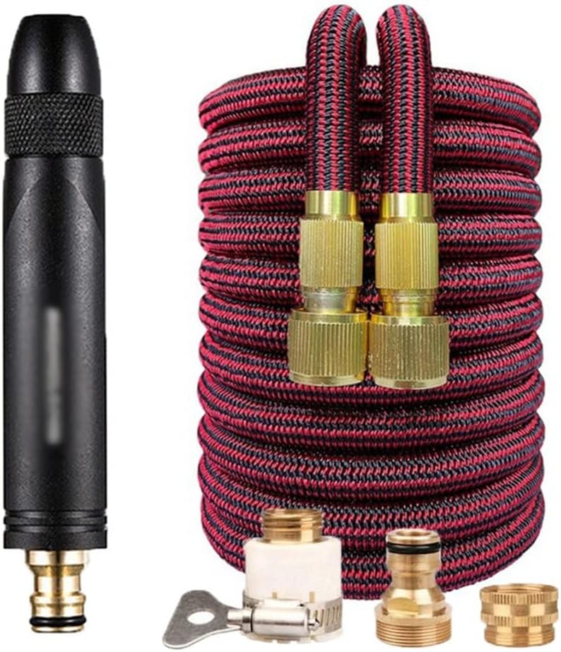 水管 ホースセット付き拡張可能な柔軟なマジックガーデンホース水道管散水付き圧力洗浄洗浄メタルウォーターガン Color A Size 100ft 最大の割引