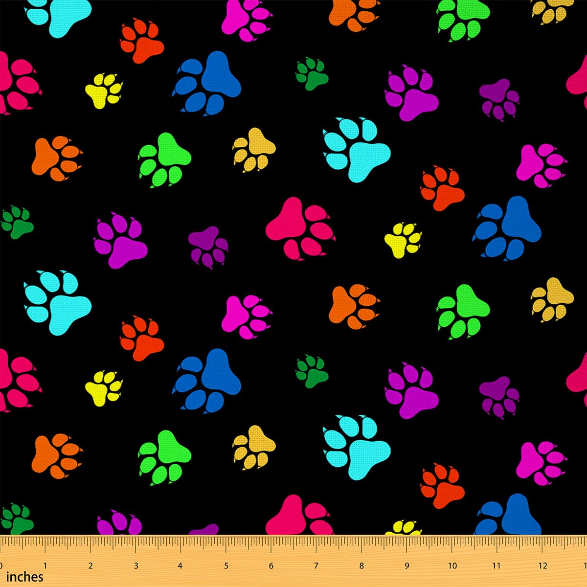 Cartoon Dog Fabric by The Yard,Cute Cat Claws Waterproof Outdoor Fabric,Neon Paw Prints Upholstery and Home Accents for Kids,Watercolor Pet Animal DIY