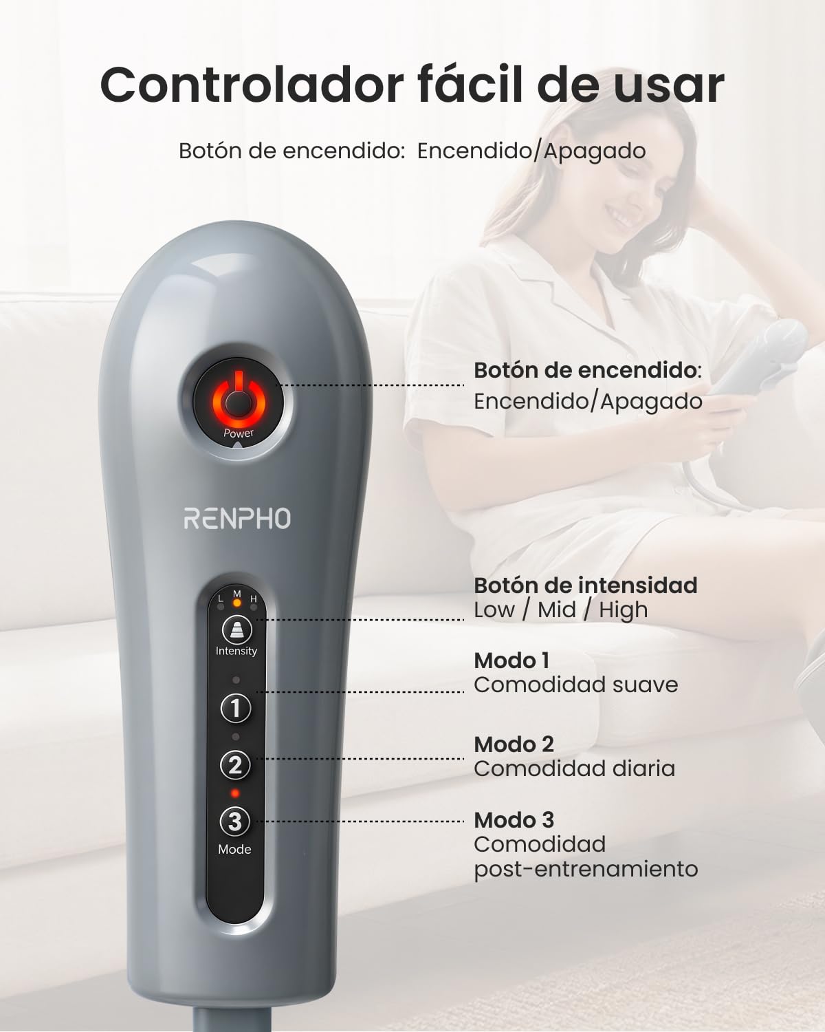 Masajeador de piernas con compresión de aire RENPHO, multiárea para muslos, pantorrillas y brazos, relajación muscular, diseño fácil de usar, regalo ideal para papá y mamá