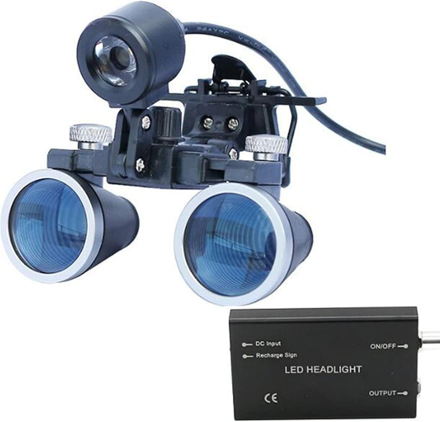 Dental Power Dental Binocular Loupes 3.5X Loupe + LED Head Light Lamp with Battery