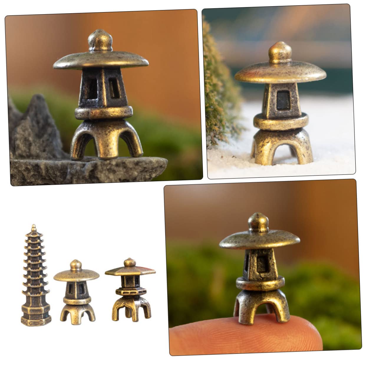 ABOOFAN 15piezas Decoración De Jardín Torre Pabellón y Accesorios Zen para Paisajismo y Acuarios