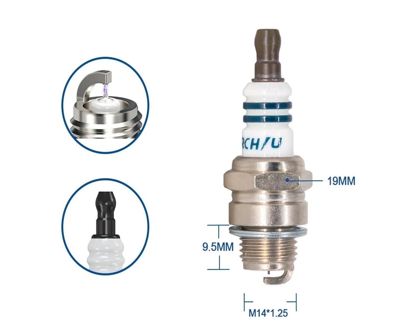 Compatible con bujía de repuesto BMR7A/BM7A for antorcha L7RIU CHAMPION CJ6, motor pequeño for motosierra, cortacésped, repuesto de bujía(6 pieces with box)