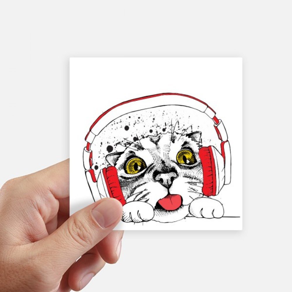 Autocollant carré chat blanc 10 cm DIYthinker pour ordinateur et valise