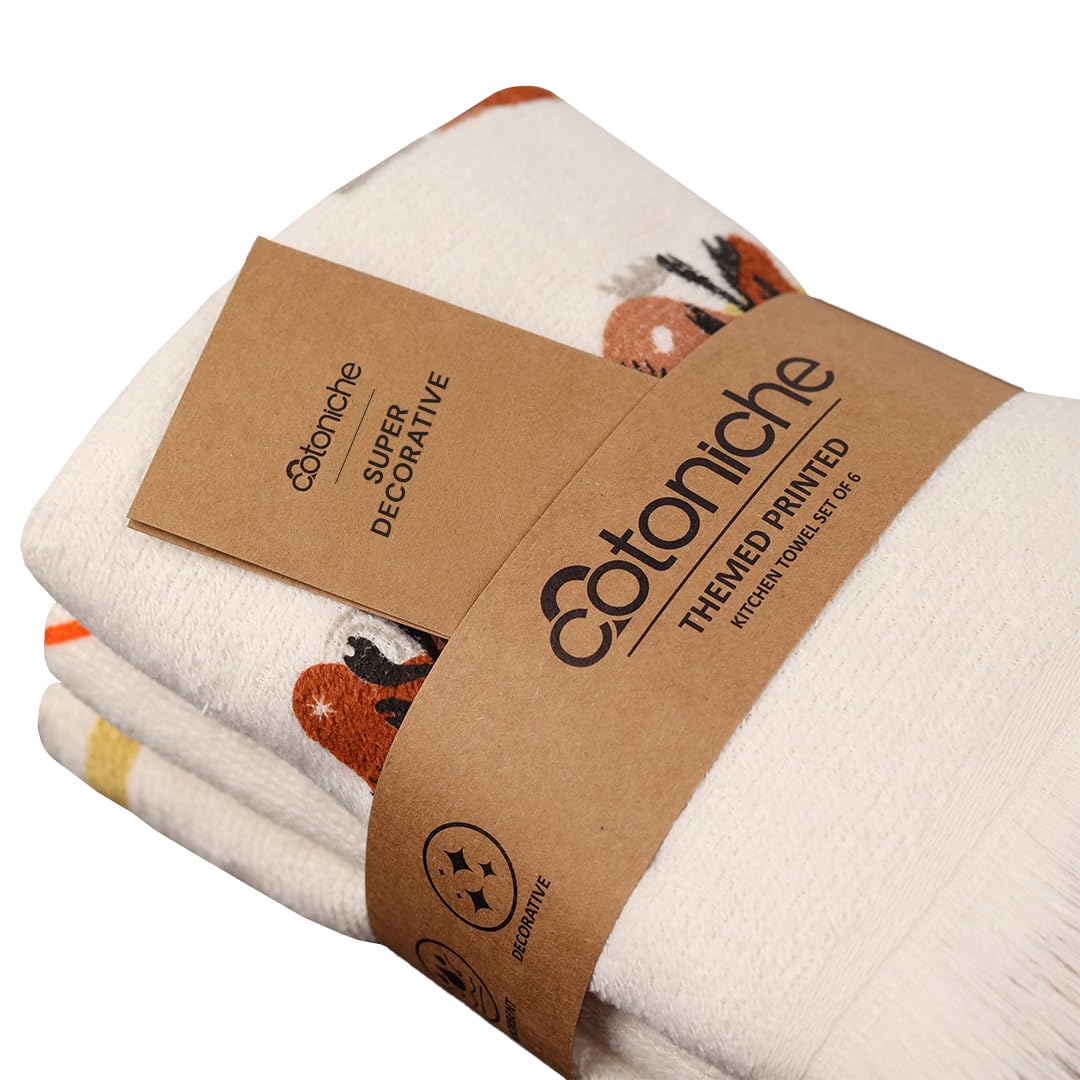 Lot de 6 torchons de cuisine à 3 motifs – Séchage rapide et non pelucheux (40,6 x 61 cm) décoratifs, doux et modernes – Polyvalents, parfaits comme essuie-mains, torchon et vêtements de