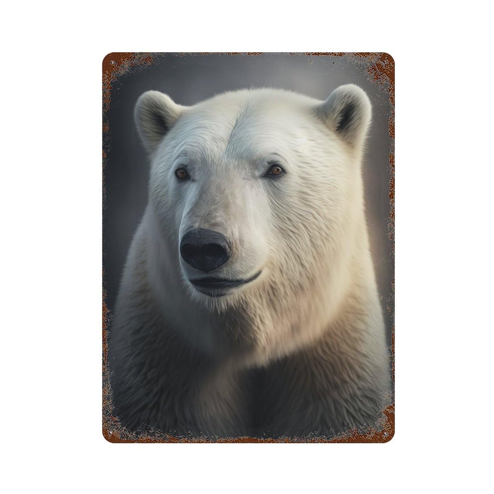 Polar Bear Portrait Vintage Metal Tin Sign 15.7"x11.8", Ideal for Cafe, Home Bar And Lounge Decor