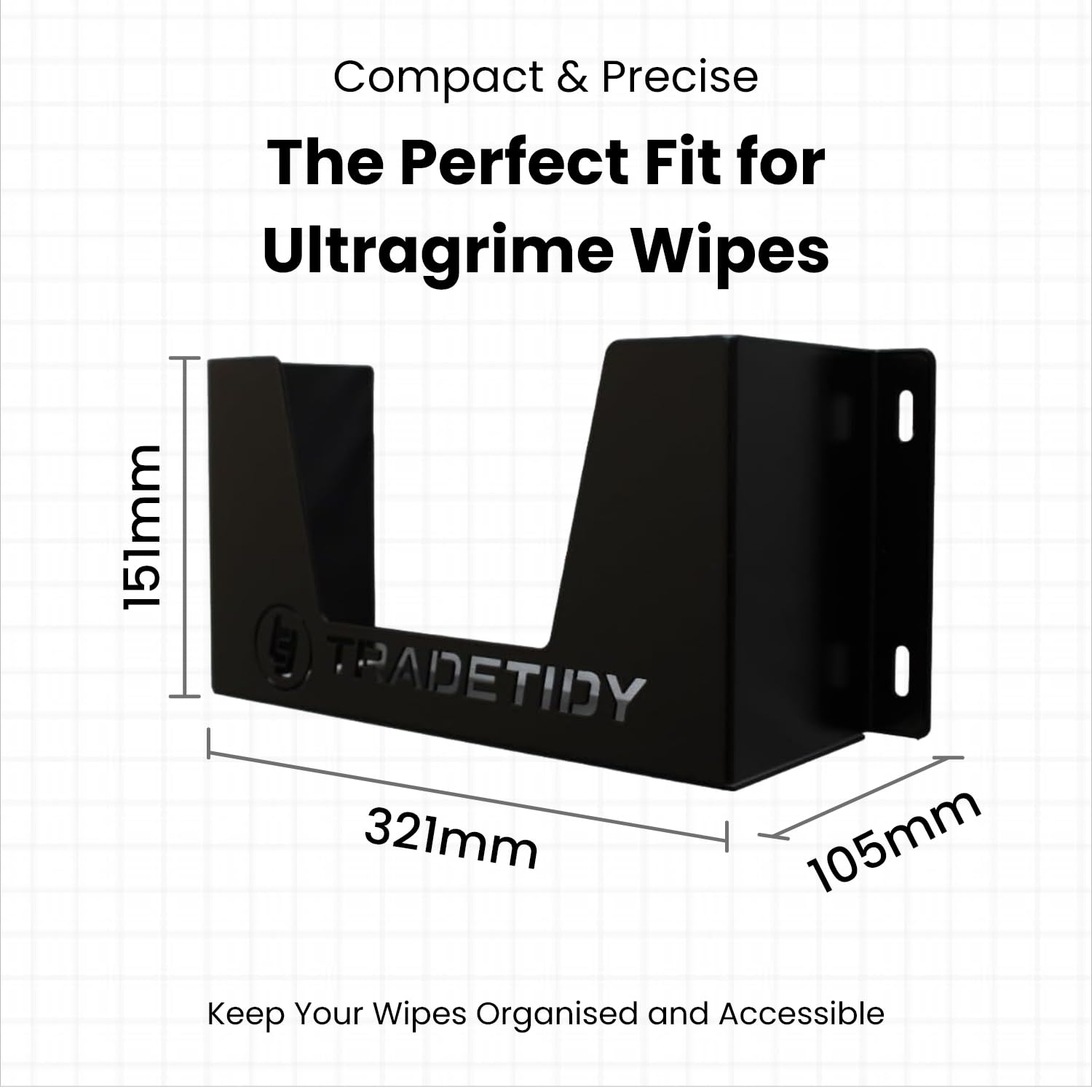 Tradetidy Ultragrime Porte-lingettes – Idéal pour camionnettes, garages, ateliers – Fabriqué en acier (noir)