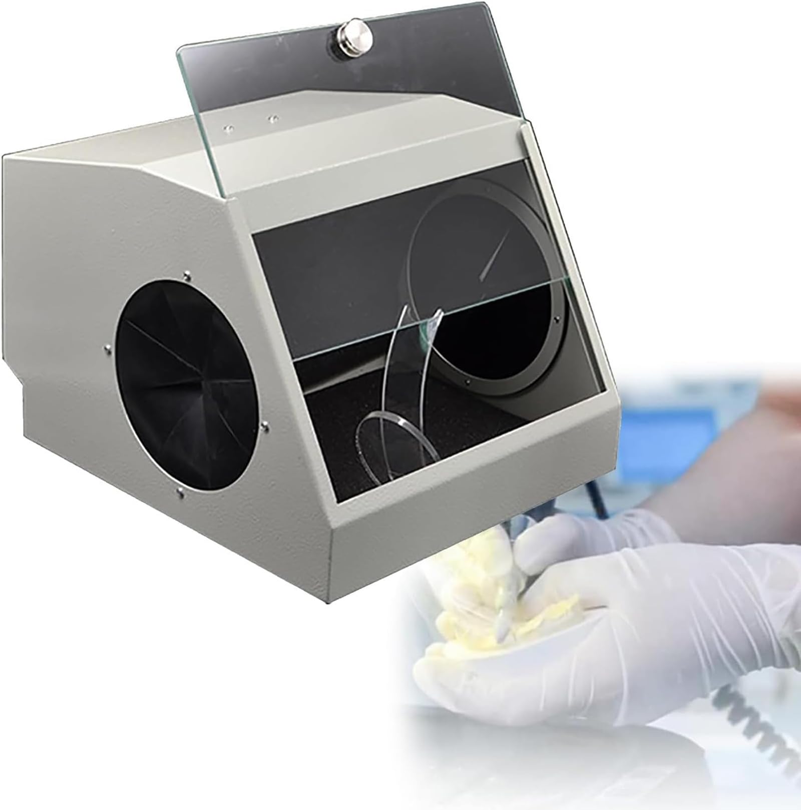 Cabina di sabbiatura per Laboratorio odontotecnico, Sorgente Luminosa a LED da 5500k, Cabina di sabbiatura modulare di Grande Spazio con Dispositivo di aspirazione e filtraggio dell;Aria