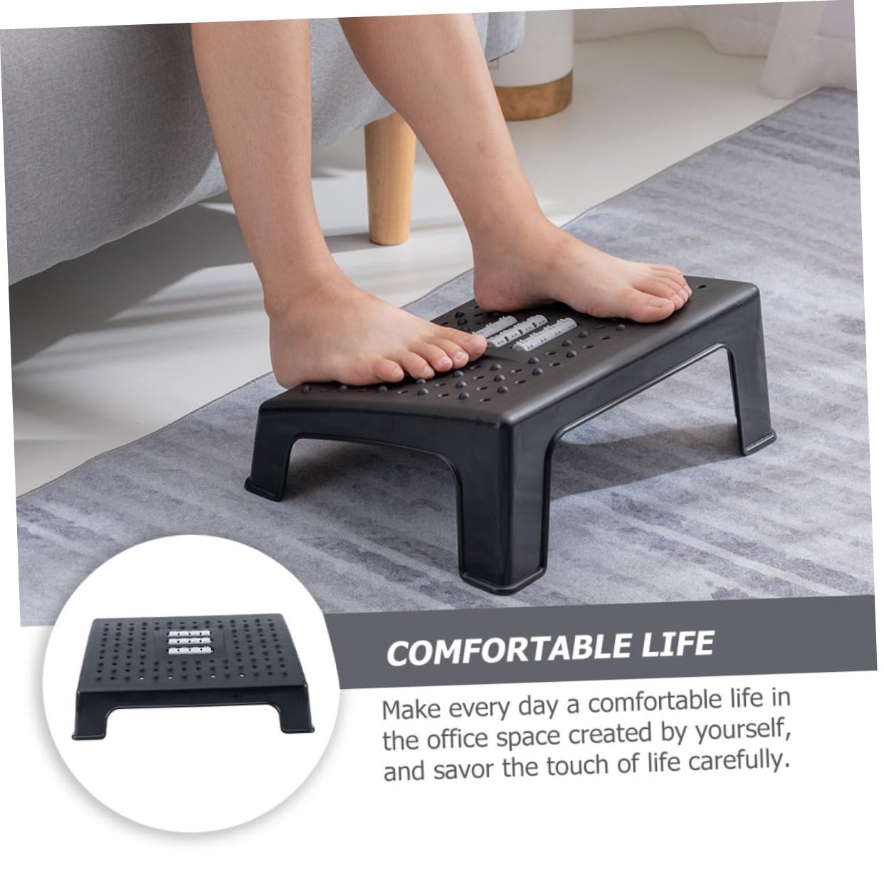 SHINEOFI 1pezzi Poggia Piedi Ergonomico Con Massaggio Per Ufficio e Casa Sgabello Per Riposo Gambe e Piedi Struttura Antiscivolo e Comodo Supporto Per Sedute Prolungate
