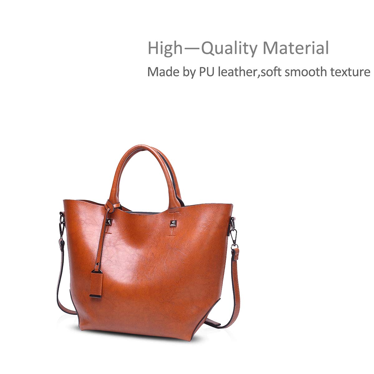 ADITAM Fashion Damen Bucket Bag Tote Handtasche Umhängetasche Messenger Große Tasche Wasserdichtes PU-Leder Braun Double the Comfort