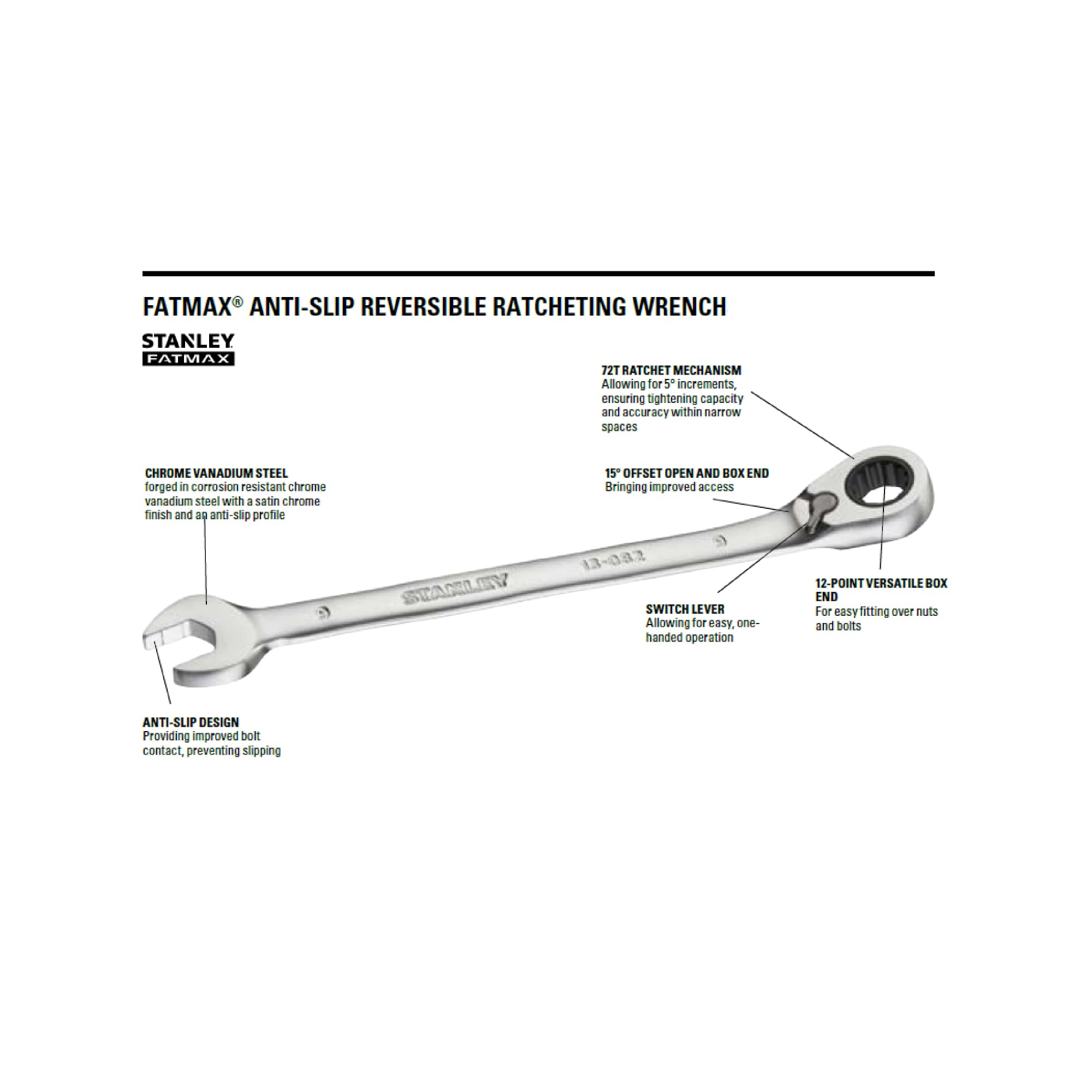Stanley Chiave a cricchetto reversibile 13 mm marca