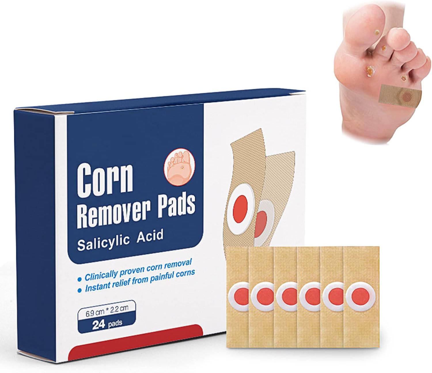 24 Pcs Corn Removal Pads, Foot Corn Removal Plaster with Hole, Corn